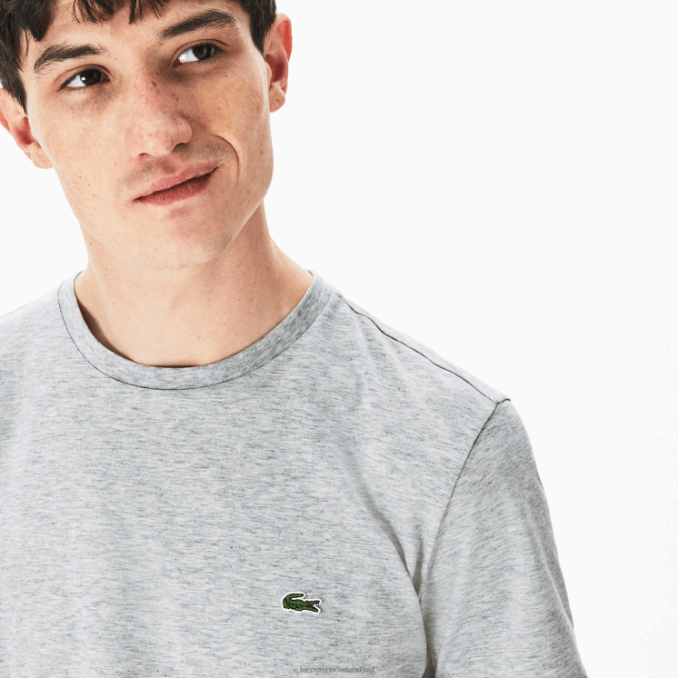 Lacoste T-shirt van pimakatoenjersey met ronde hals 0828H619 grijze chine ca Heren