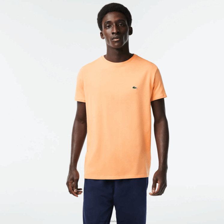 Lacoste T-shirt van pimakatoenjersey met ronde hals 0828H62 lichtoranje heb Heren