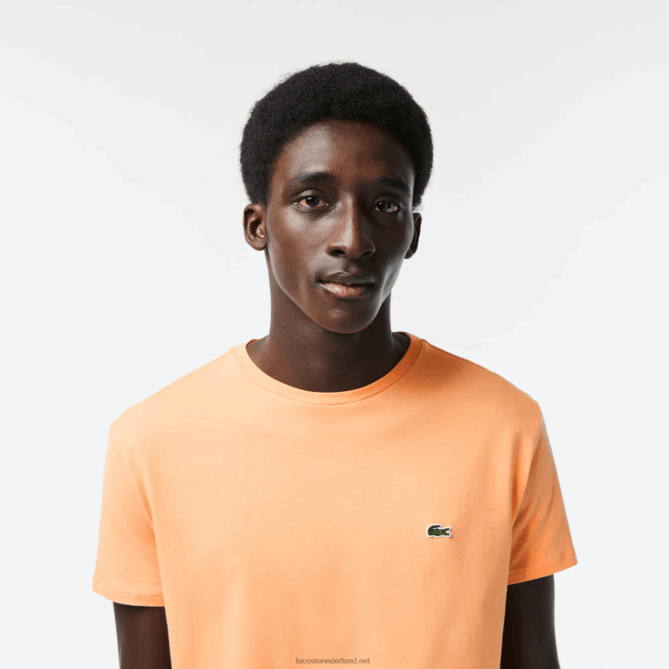 Lacoste T-shirt van pimakatoenjersey met ronde hals 0828H62 lichtoranje heb Heren