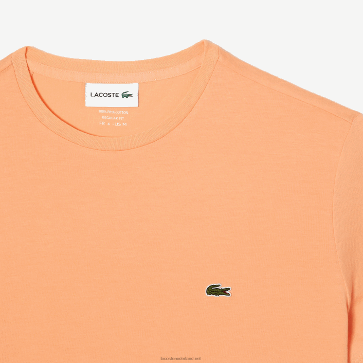 Lacoste T-shirt van pimakatoenjersey met ronde hals 0828H62 lichtoranje heb Heren