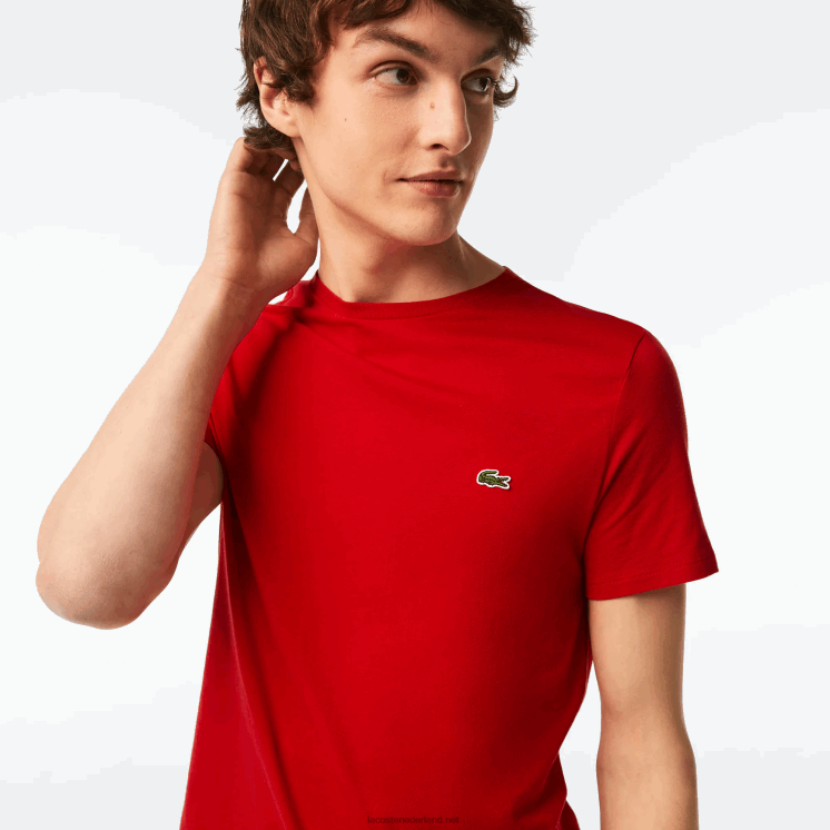 Lacoste T-shirt van pimakatoenjersey met ronde hals 0828H664 rood 240 Heren