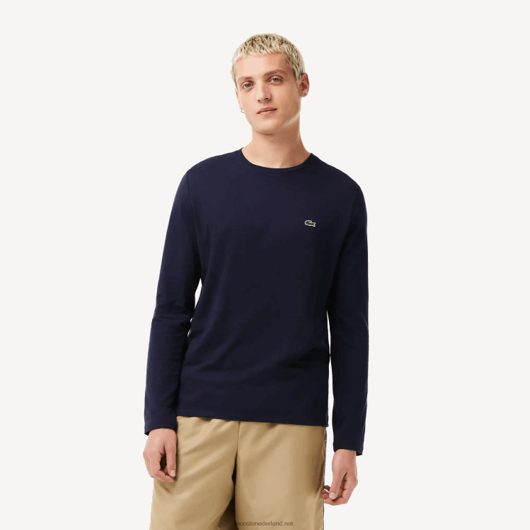 Lacoste T-shirt van pimakatoenjersey met ronde hals 0828H688 marineblauw 166 Heren