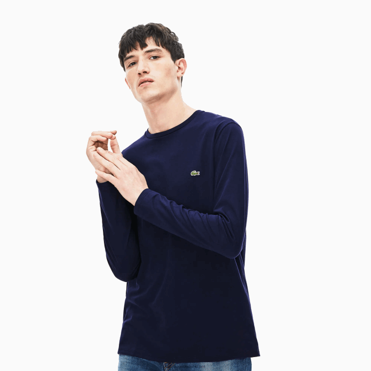 Lacoste T-shirt van pimakatoenjersey met ronde hals 0828H688 marineblauw 166 Heren