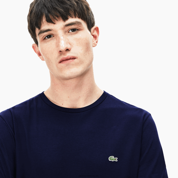 Lacoste T-shirt van pimakatoenjersey met ronde hals 0828H688 marineblauw 166 Heren