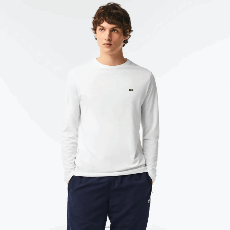 Lacoste T-shirt van pimakatoenjersey met ronde hals 0828H689 wit 001 Heren