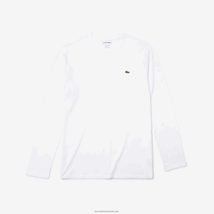 Lacoste T-shirt van pimakatoenjersey met ronde hals 0828H689 wit 001 Heren