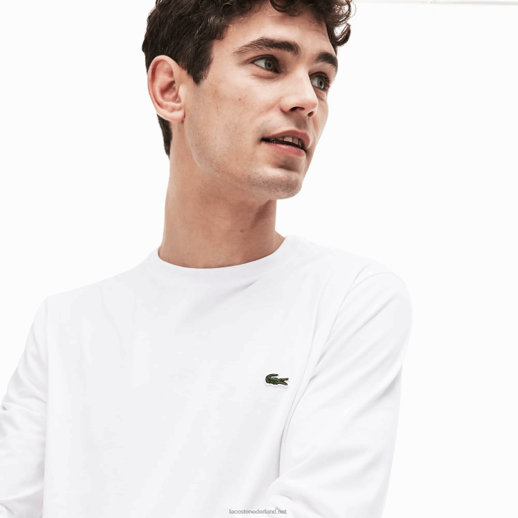 Lacoste T-shirt van pimakatoenjersey met ronde hals 0828H689 wit 001 Heren