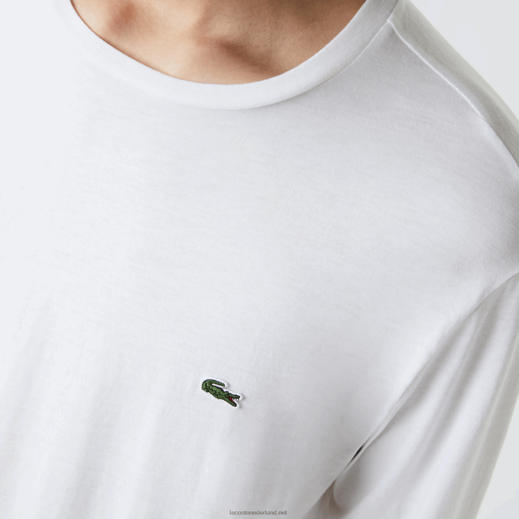 Lacoste T-shirt van pimakatoenjersey met ronde hals 0828H689 wit 001 Heren