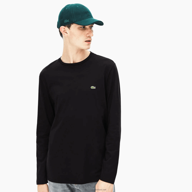 Lacoste T-shirt van pimakatoenjersey met ronde hals 0828H690 zwart 031 Heren