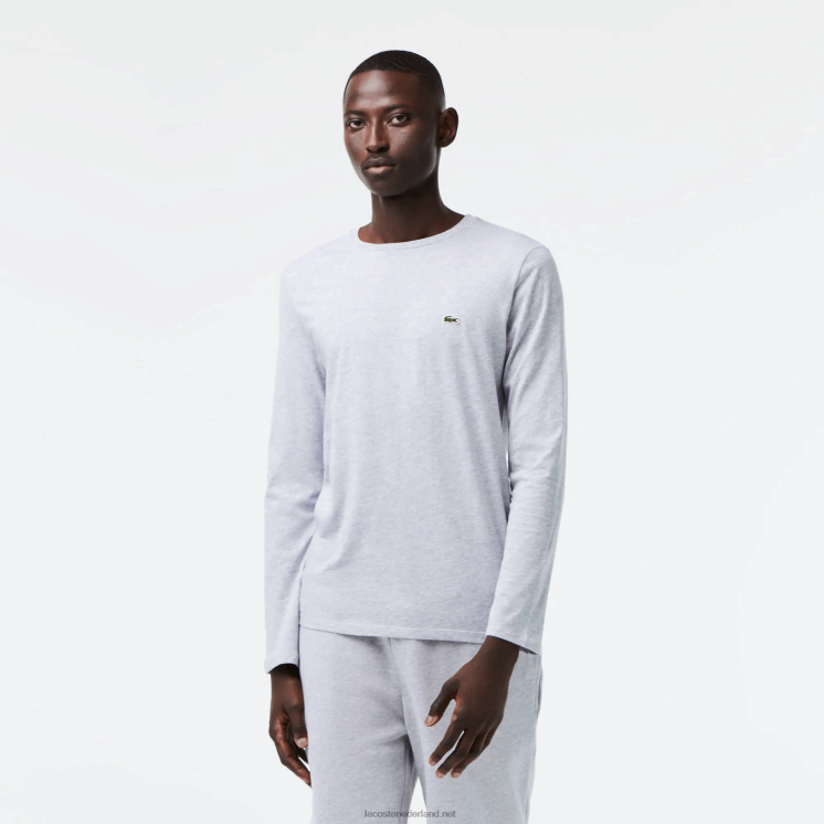 Lacoste T-shirt van pimakatoenjersey met ronde hals 0828H691 grijze chine ca Heren