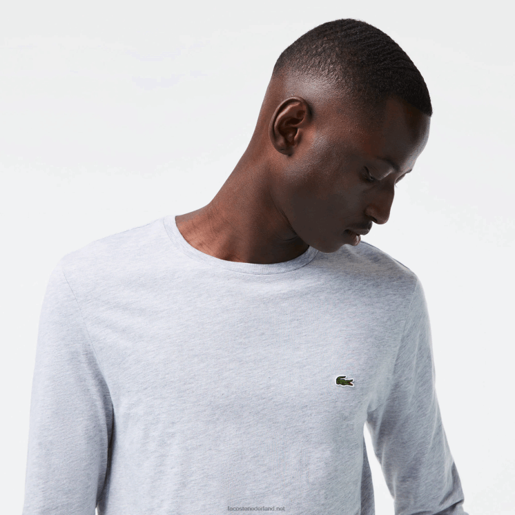 Lacoste T-shirt van pimakatoenjersey met ronde hals 0828H691 grijze chine ca Heren