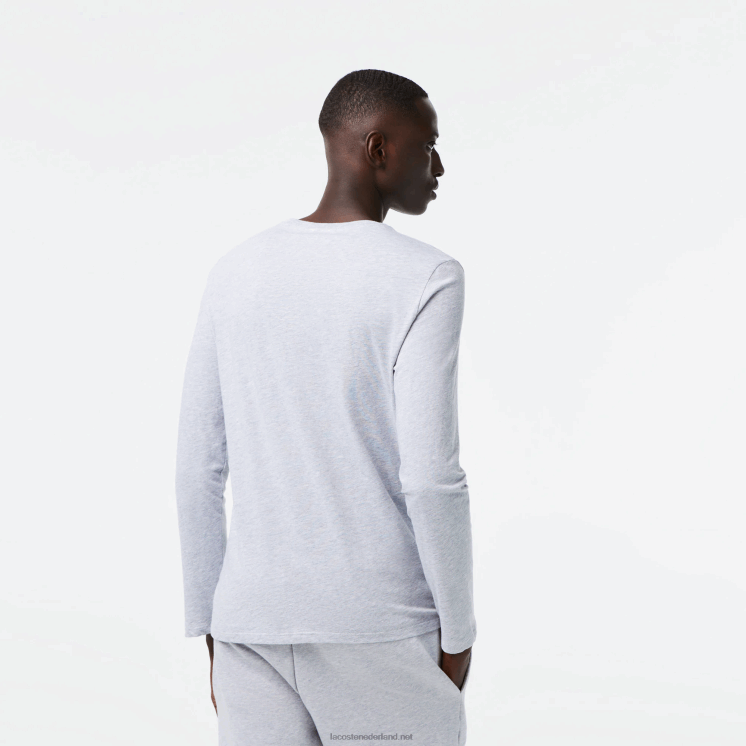 Lacoste T-shirt van pimakatoenjersey met ronde hals 0828H691 grijze chine ca Heren