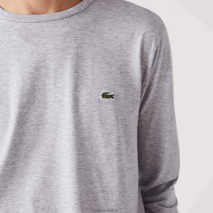 Lacoste T-shirt van pimakatoenjersey met ronde hals 0828H691 grijze chine ca Heren