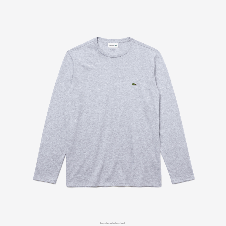 Lacoste T-shirt van pimakatoenjersey met ronde hals 0828H691 grijze chine ca Heren