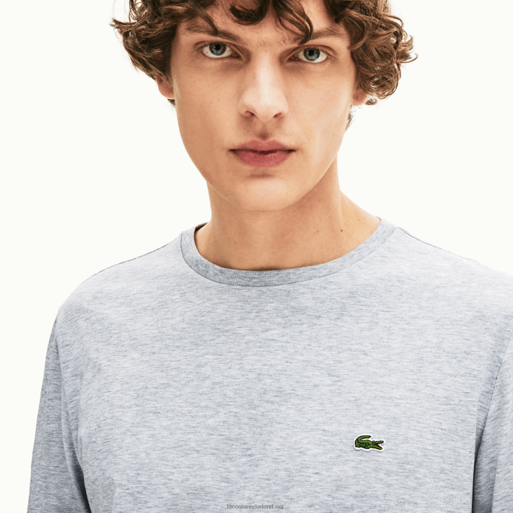 Lacoste T-shirt van pimakatoenjersey met ronde hals 0828H691 grijze chine ca Heren