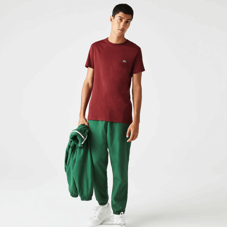 Lacoste T-shirt van pimakatoenjersey met ronde hals 0828H818 bordeaux zs1 Heren