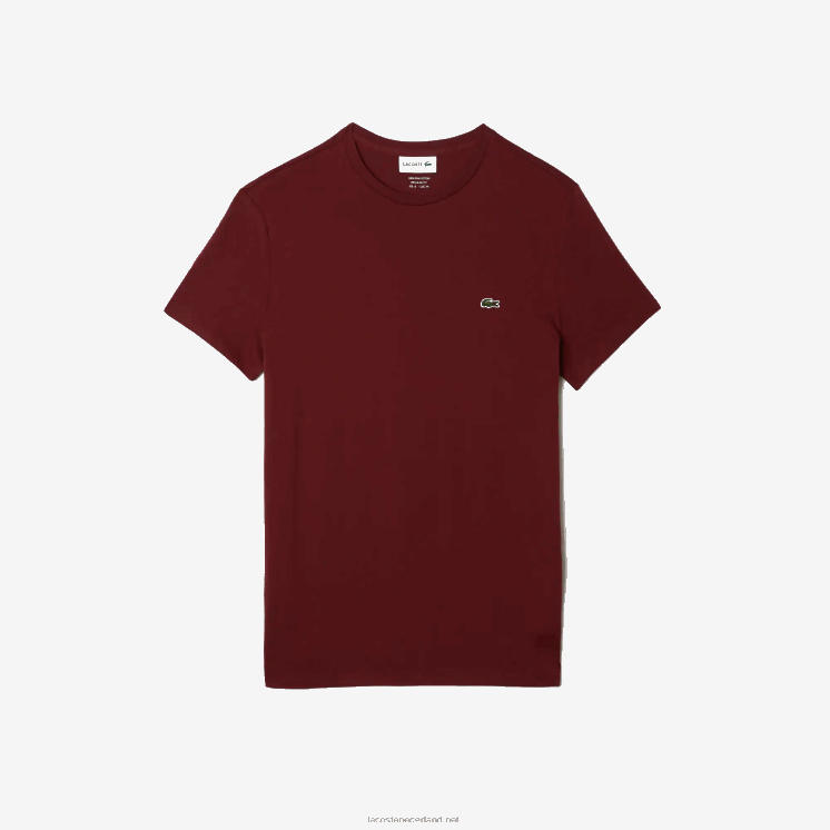 Lacoste T-shirt van pimakatoenjersey met ronde hals 0828H818 bordeaux zs1 Heren