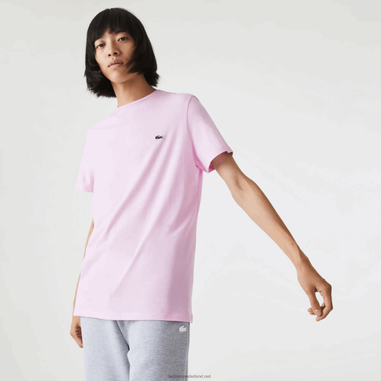 Lacoste T-shirt van pimakatoenjersey met ronde hals 0828H824 roze z4h Heren