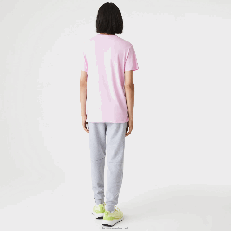 Lacoste T-shirt van pimakatoenjersey met ronde hals 0828H824 roze z4h Heren