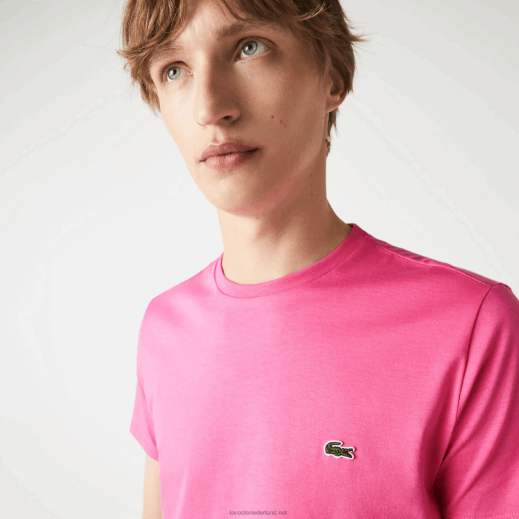 Lacoste T-shirt van pimakatoenjersey met ronde hals 0828H874 roze pqs Heren