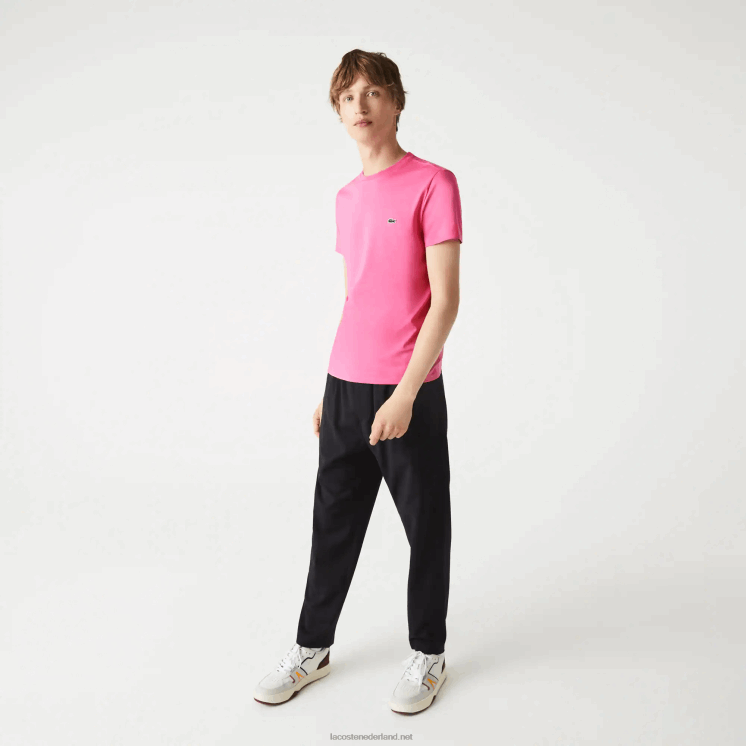 Lacoste T-shirt van pimakatoenjersey met ronde hals 0828H874 roze pqs Heren