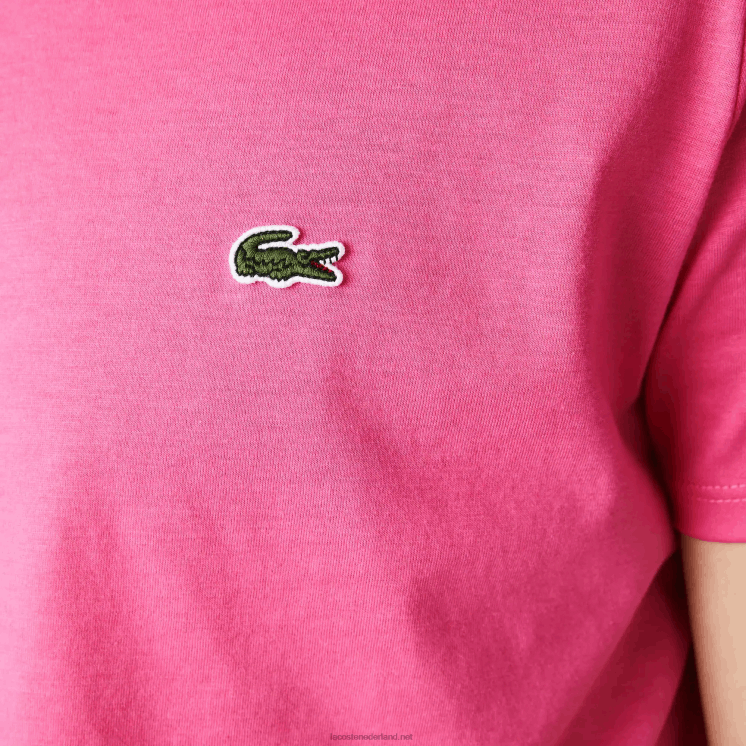 Lacoste T-shirt van pimakatoenjersey met ronde hals 0828H874 roze pqs Heren