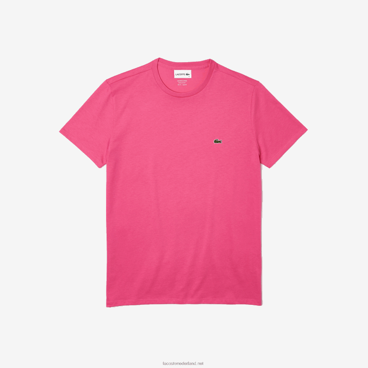 Lacoste T-shirt van pimakatoenjersey met ronde hals 0828H874 roze pqs Heren
