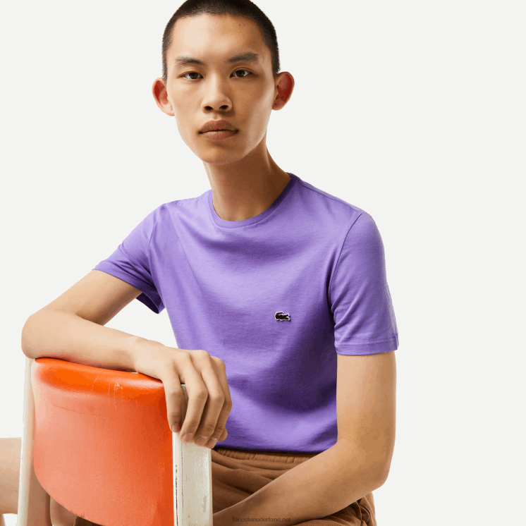 Lacoste T-shirt van pimakatoenjersey met ronde hals 0828H882 paarse gfu Heren