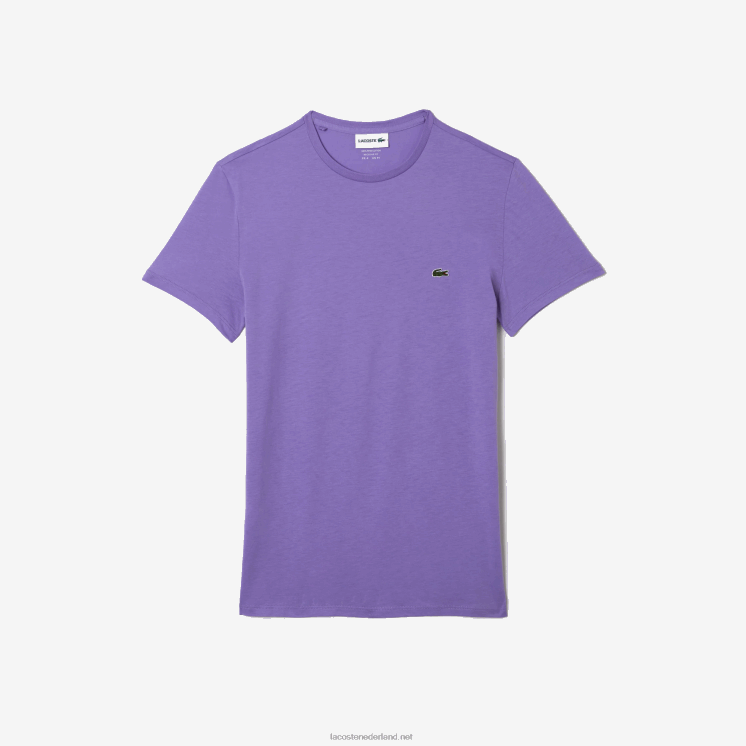 Lacoste T-shirt van pimakatoenjersey met ronde hals 0828H882 paarse gfu Heren