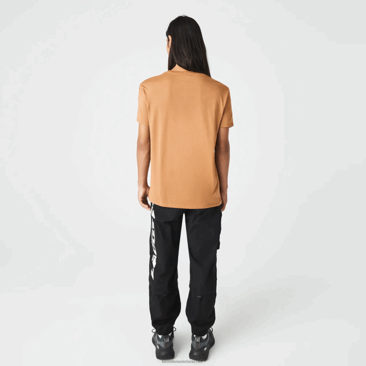 Lacoste T-shirt van pimakatoenjersey met ronde hals 0828H902 bruin z0w Heren