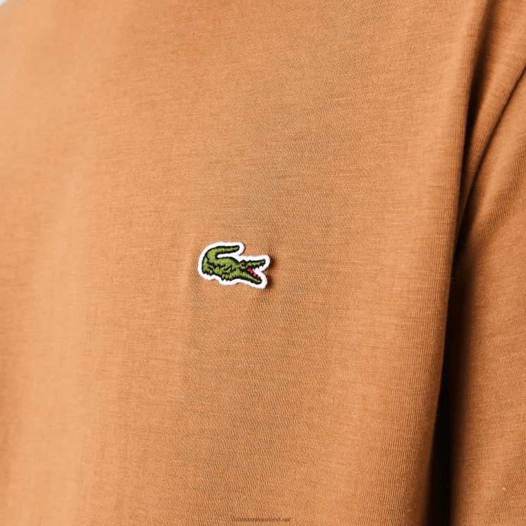 Lacoste T-shirt van pimakatoenjersey met ronde hals 0828H902 bruin z0w Heren