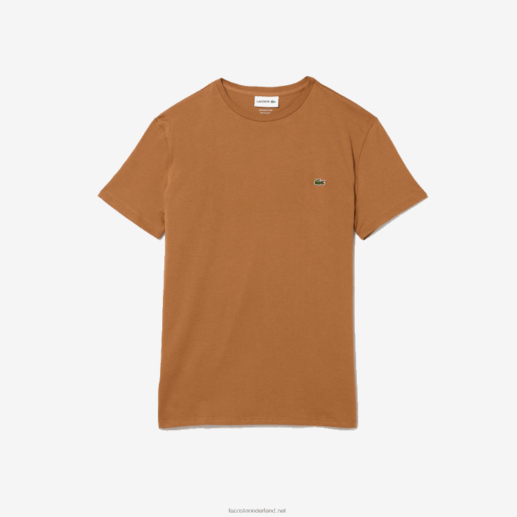 Lacoste T-shirt van pimakatoenjersey met ronde hals 0828H902 bruin z0w Heren