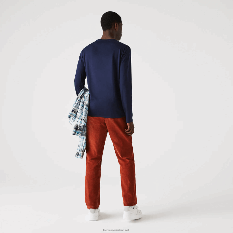 Lacoste V-hals lichtgewicht T-shirt van pimakatoen jersey 0828H674 marineblauw 166 Heren