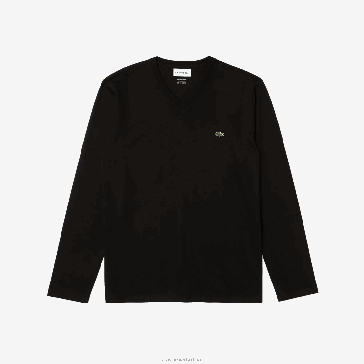 Lacoste V-hals lichtgewicht T-shirt van pimakatoen jersey 0828H676 zwart 031 Heren