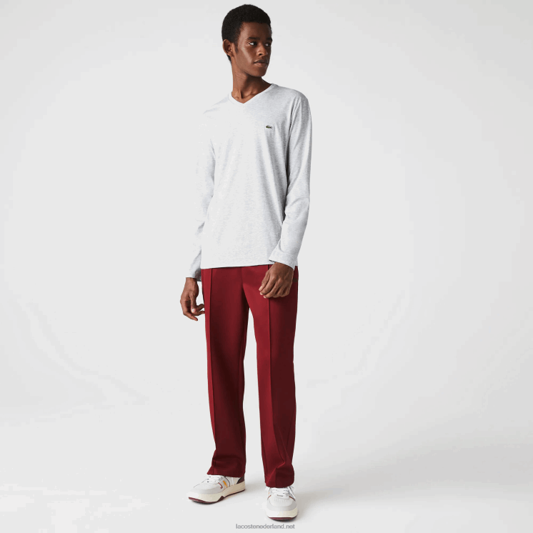 Lacoste V-hals lichtgewicht T-shirt van pimakatoen jersey 0828H677 grijze chine ca Heren