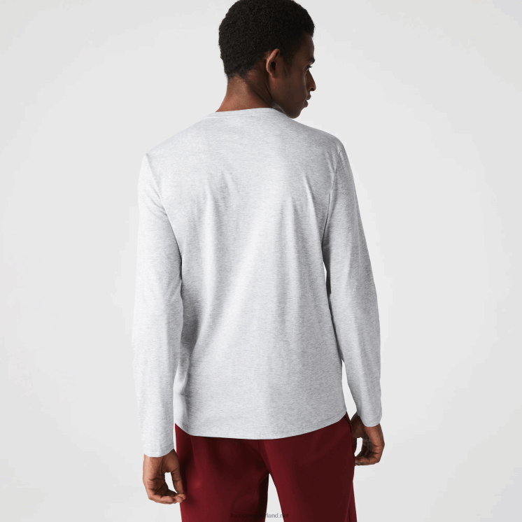 Lacoste V-hals lichtgewicht T-shirt van pimakatoen jersey 0828H677 grijze chine ca Heren