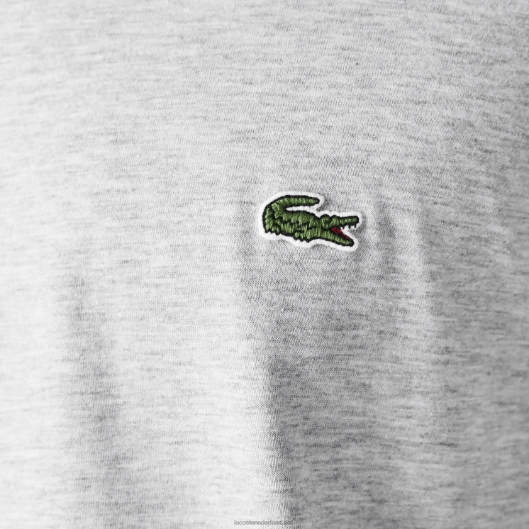 Lacoste V-hals lichtgewicht T-shirt van pimakatoen jersey 0828H677 grijze chine ca Heren