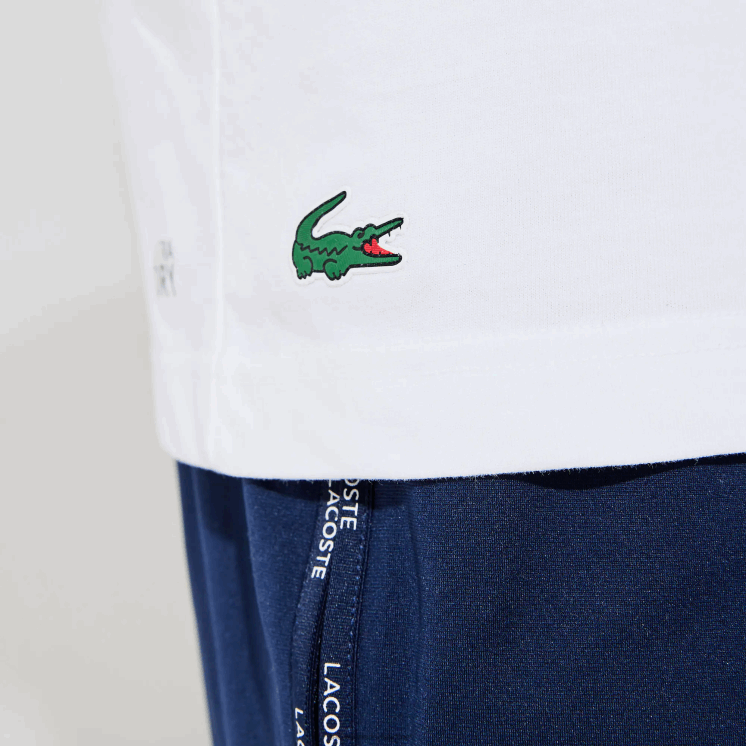 Lacoste ademend T-shirt met ronde hals en tennisprint 0828H792 wit groen v7e Heren