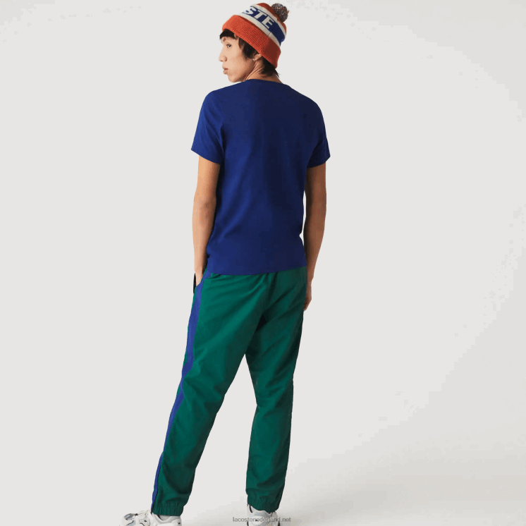 Lacoste ademend T-shirt met ronde hals en tennisprint 0828H794 blauw wit gtd Heren