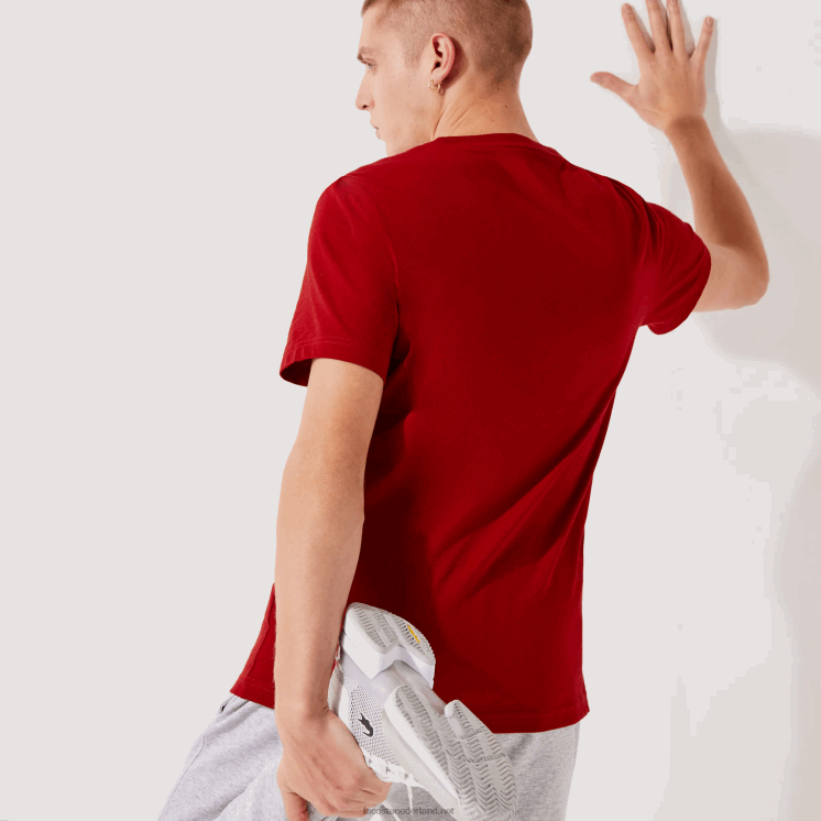 Lacoste ademend T-shirt met sportlogo 0828H930 rode 5sx Heren