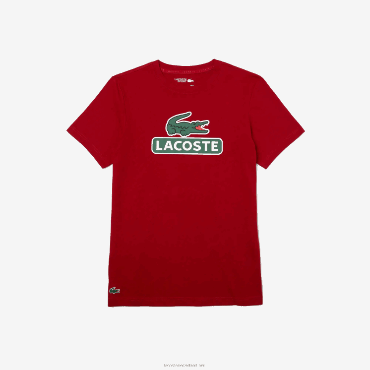 Lacoste ademend T-shirt met sportlogo 0828H930 rode 5sx Heren
