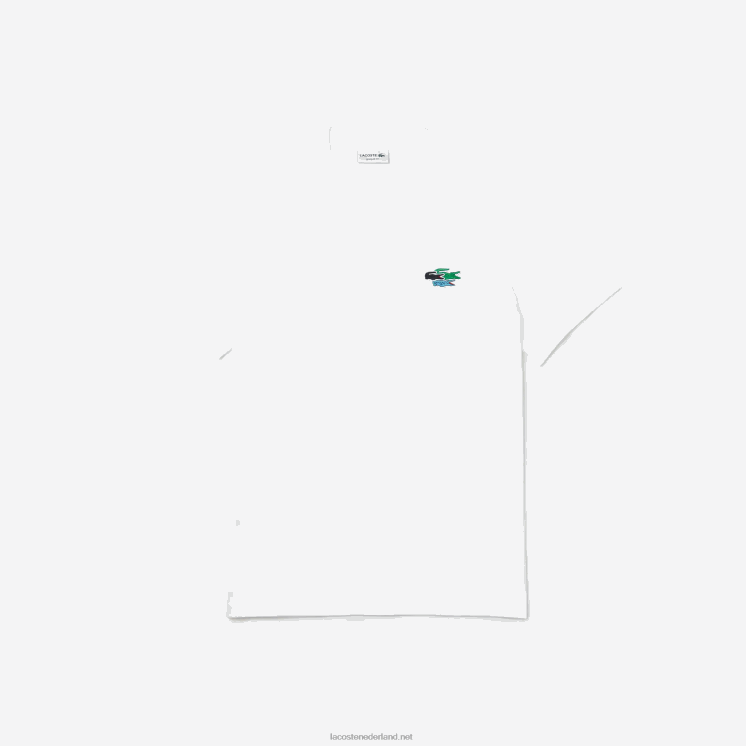 Lacoste gekleurd T-shirt van biologisch katoen met ronde hals en krokodillen 0828H919 wit 001 Heren
