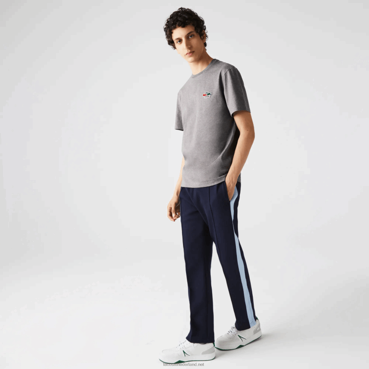 Lacoste gekleurd T-shirt van biologisch katoen met ronde hals en krokodillen 0828H921 grijze chine 1vq Heren