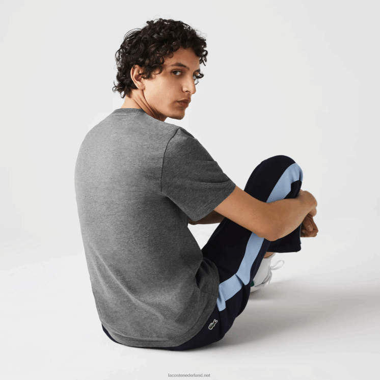 Lacoste gekleurd T-shirt van biologisch katoen met ronde hals en krokodillen 0828H921 grijze chine 1vq Heren