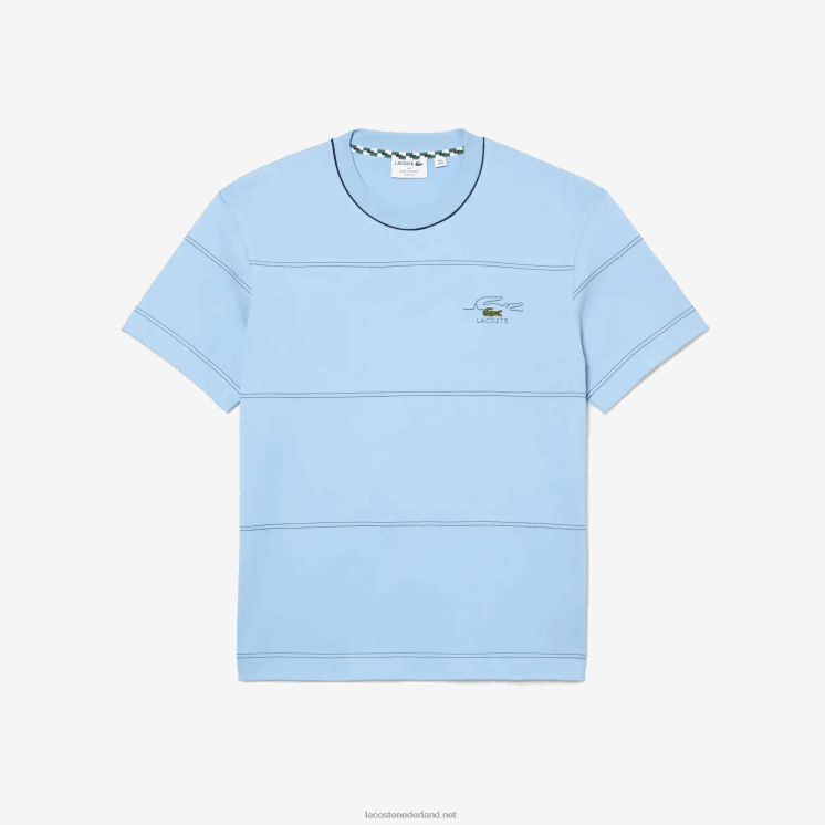 Lacoste gestreept T-shirt van biologisch katoenjersey 0828H183 blauwe hbp Heren