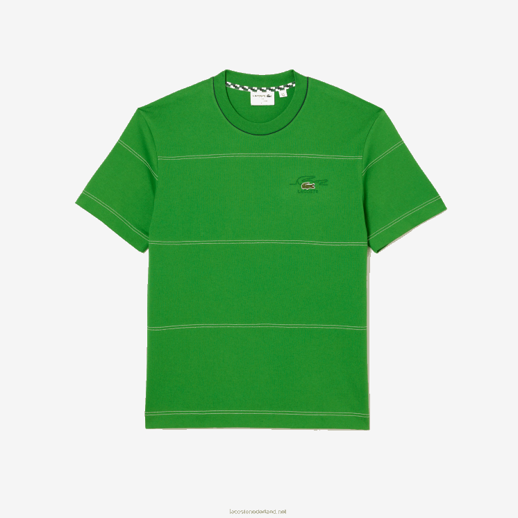 Lacoste gestreept T-shirt van biologisch katoenjersey 0828H184 groen l94 Heren