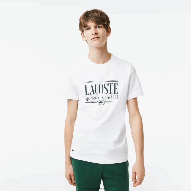 Lacoste jersey T-shirt met normale pasvorm 0828H106 wit 001 Heren