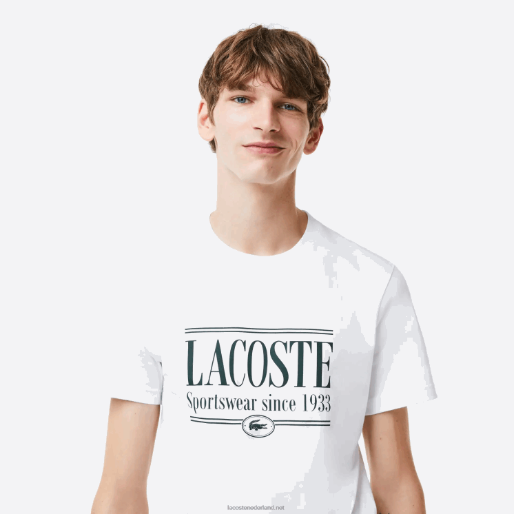 Lacoste jersey T-shirt met normale pasvorm 0828H106 wit 001 Heren