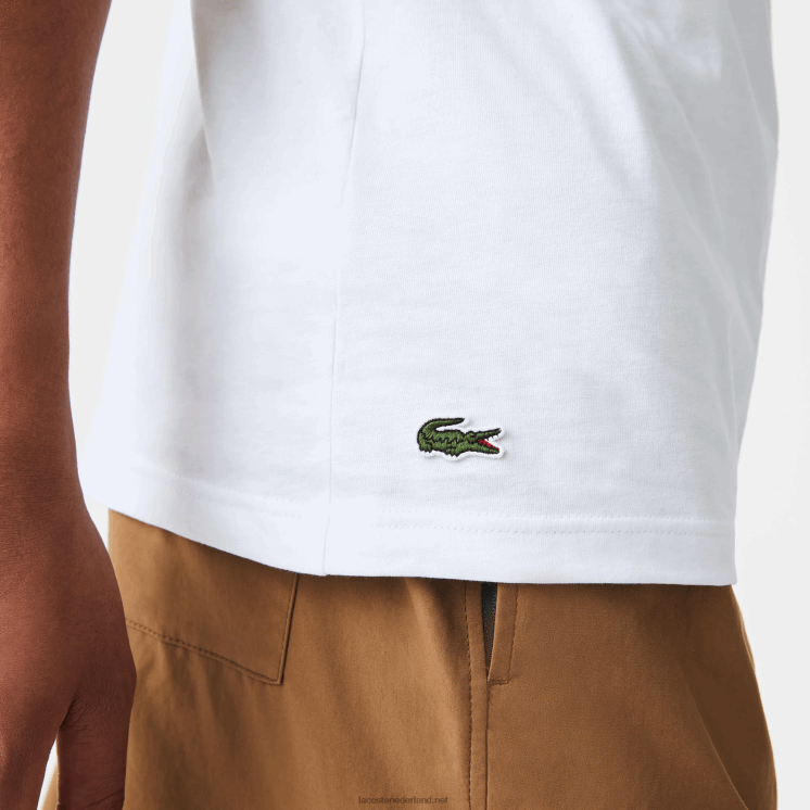 Lacoste jersey T-shirt met normale pasvorm 0828H106 wit 001 Heren