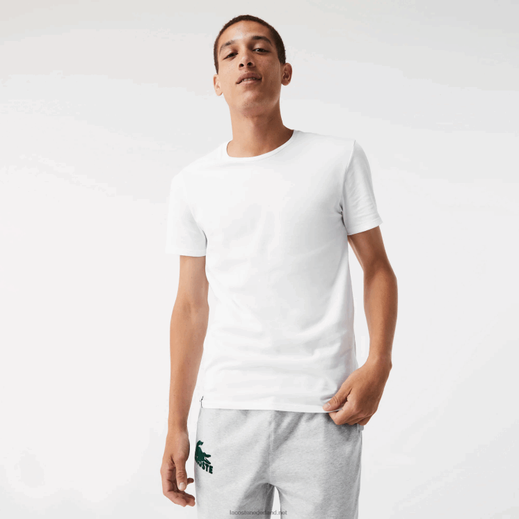 Lacoste katoenen T-shirt met ronde hals, 3-pack 0828H1349 wit grijs chine zwart bxy Heren
